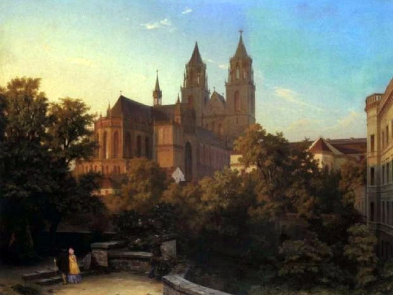 1813-Hermann Johann Ernst Gemmel - Veduta della cattedrale di Magdeburgo